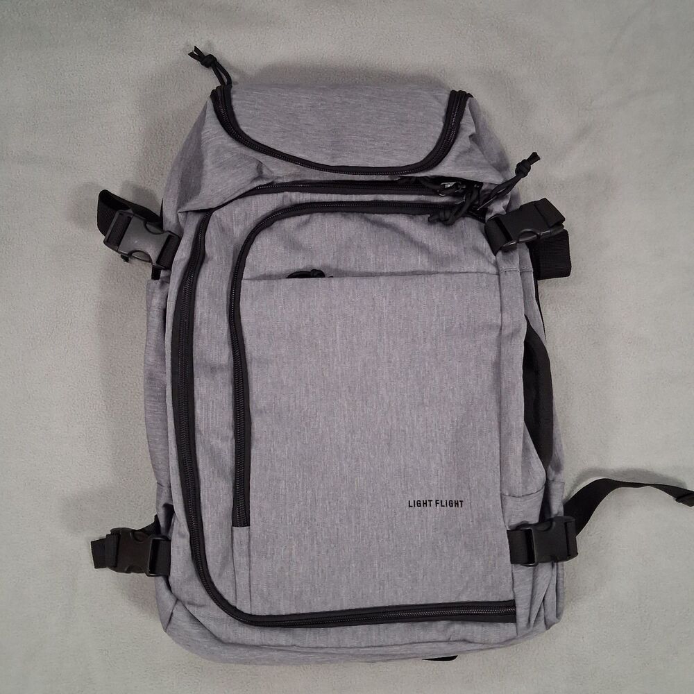 Light Flight Travel Backpack Carry On Laptop Travel Bag Grey Preowned